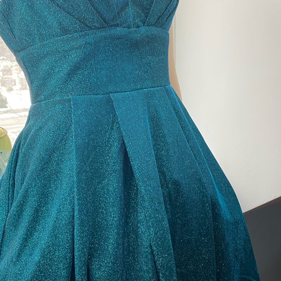 PARTY DRESS by B DARLIN NWT 7/8 SHIMMERING AQUAMARINE LINED W CRINOLINE - Picture 13 of 16